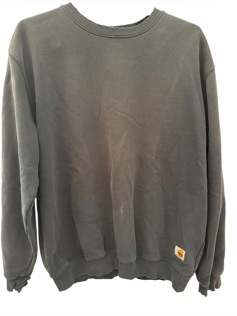 Vintage 90's distressed thrashed Carhartt Men’s Crewneck Sweatshirt in Navy